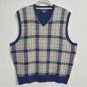 Ralph Lauren  Polo Golf lambswool Blue and Gray Plaid Sweater Vest SzL